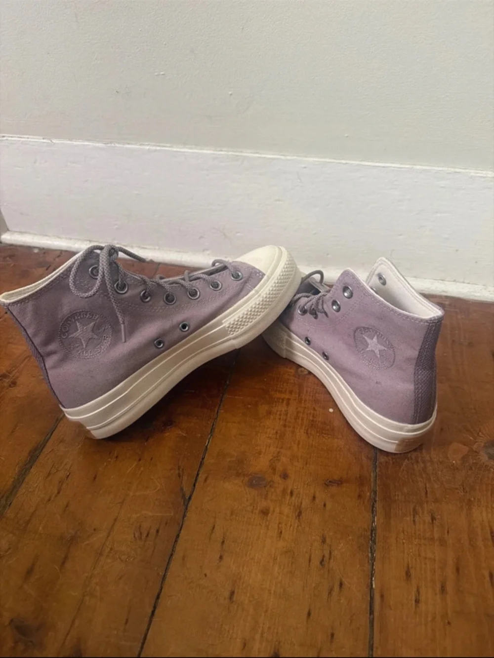 Converse Lavender High-Top Platform Sneakers - Picture 4 of 6